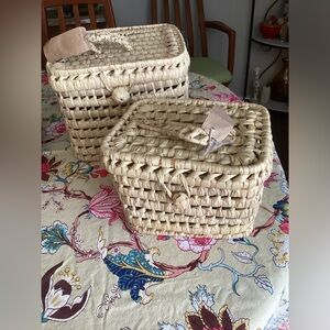 Two New Woven Decorative Baskets With Handle